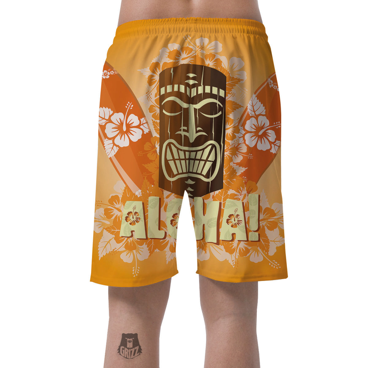 Tiki Aloha Print Men's Shorts-grizzshop