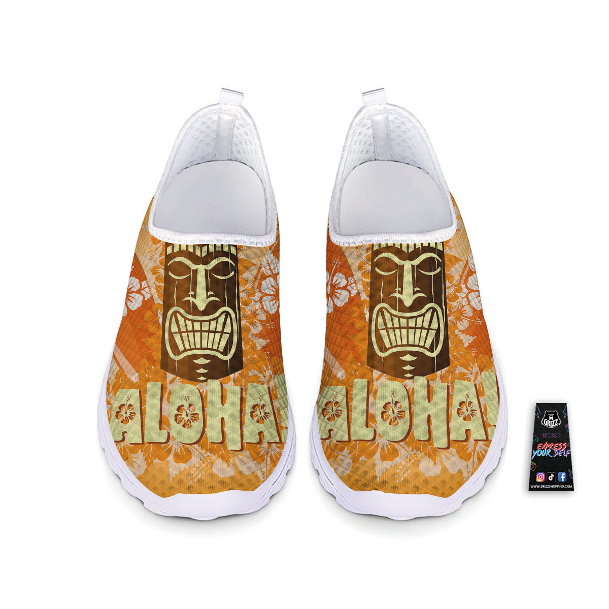 Tiki Aloha Print Nurse Shoes-grizzshop