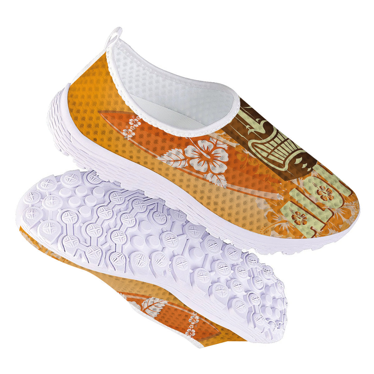 Tiki Aloha Print Nurse Shoes-grizzshop