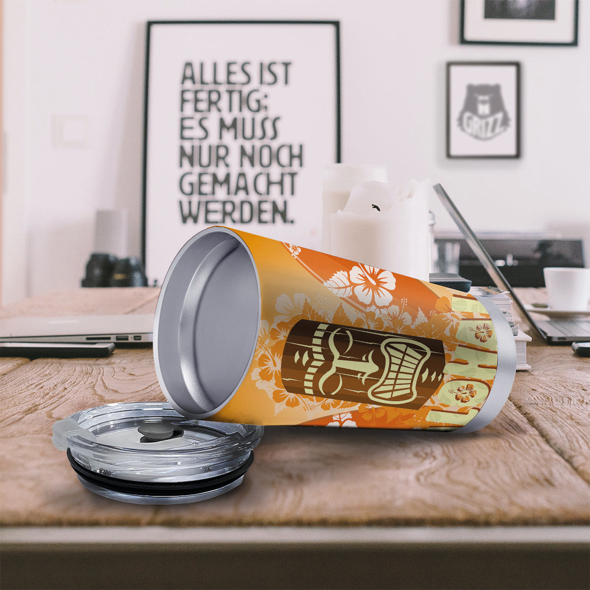 Tiki Aloha Print Tumbler-grizzshop