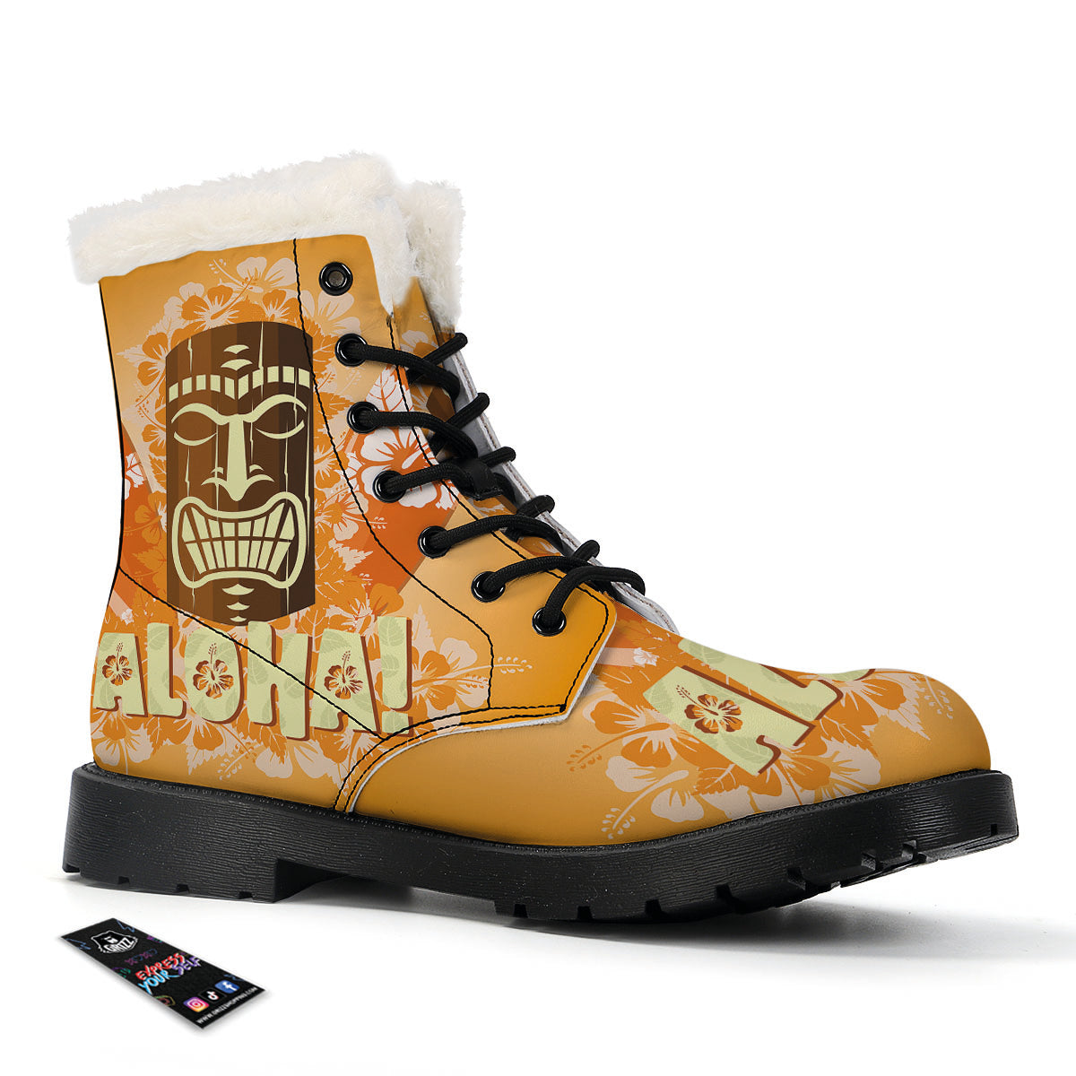 Tiki Aloha Print Winter Boots-grizzshop