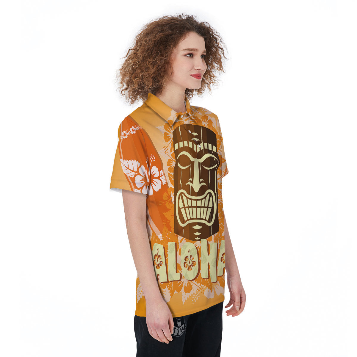 Tiki Aloha Print Women's Golf Shirts-grizzshop