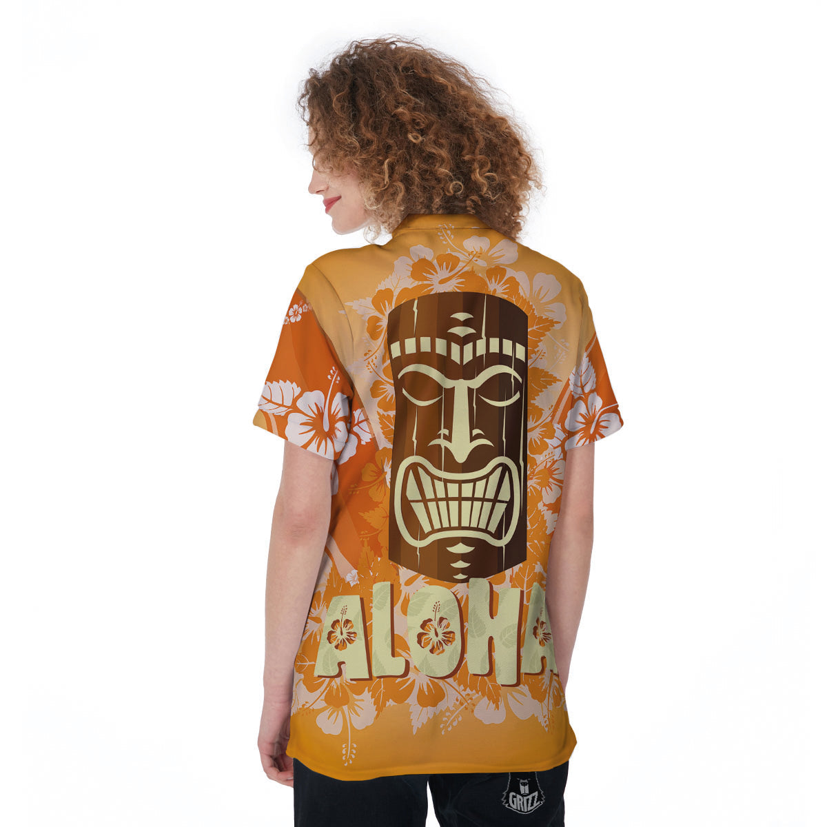 Tiki Aloha Print Women's Golf Shirts-grizzshop