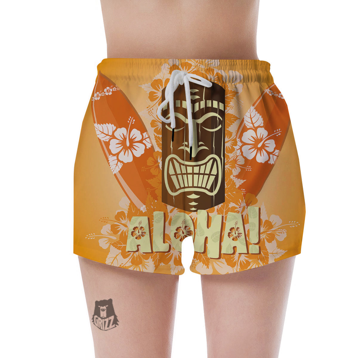 Tiki Aloha Print Women's Shorts-grizzshop