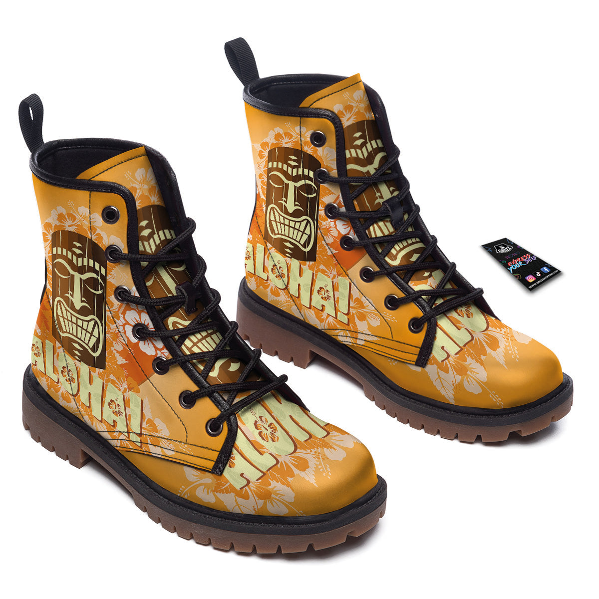 Tiki Aloha Print Work Boots-grizzshop