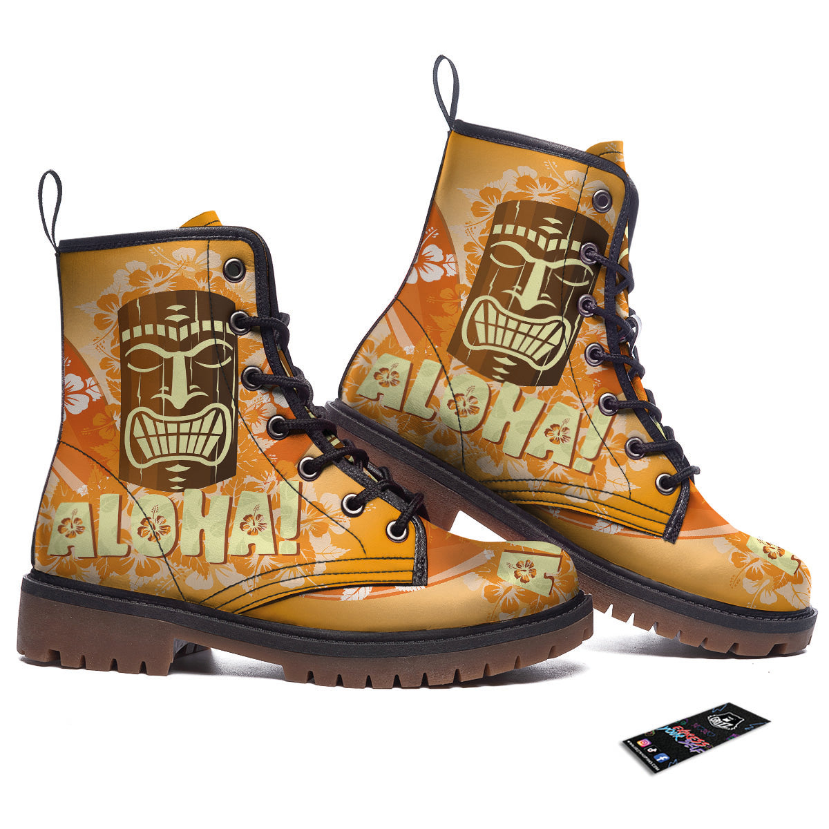 Tiki Aloha Print Work Boots-grizzshop