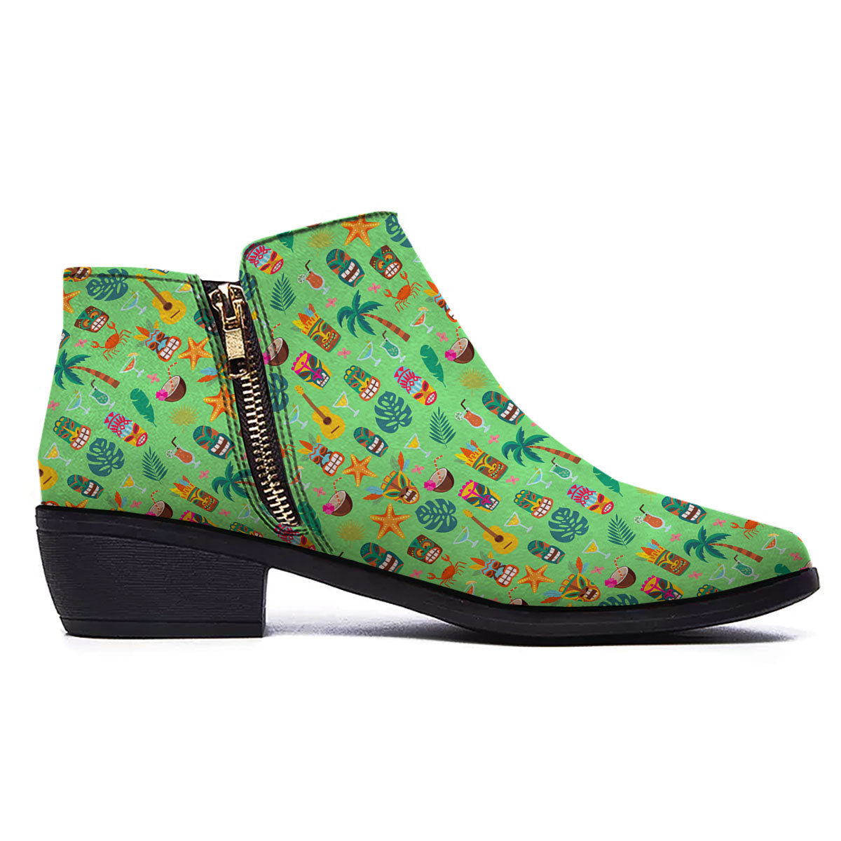 Tiki Colorful Print Pattern Ankle Boots-grizzshop