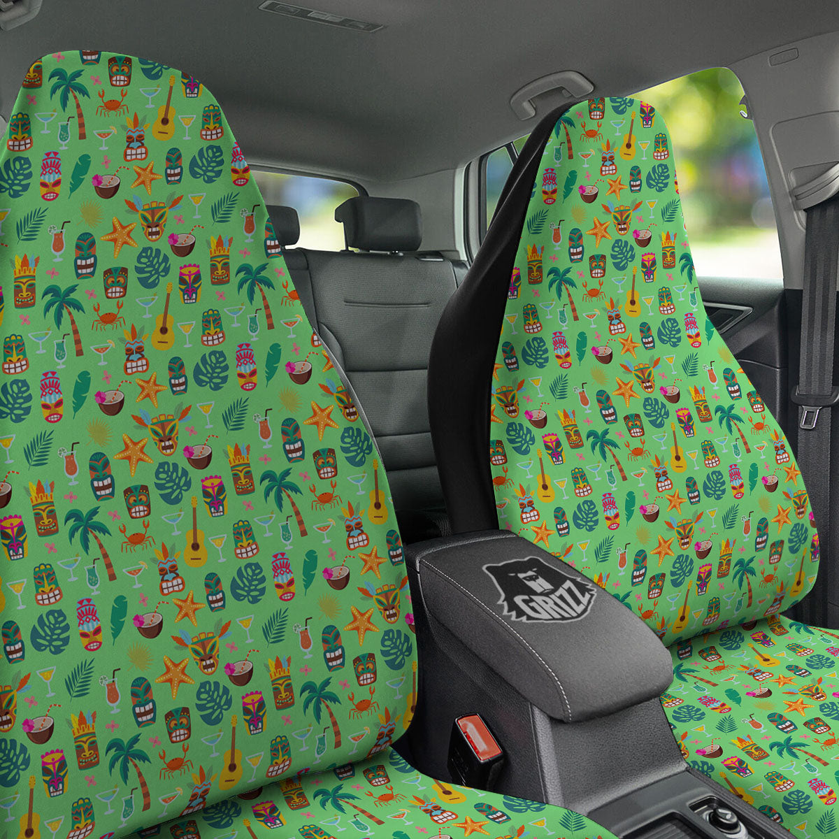 Tiki Colorful Print Pattern Car Seat Covers-grizzshop
