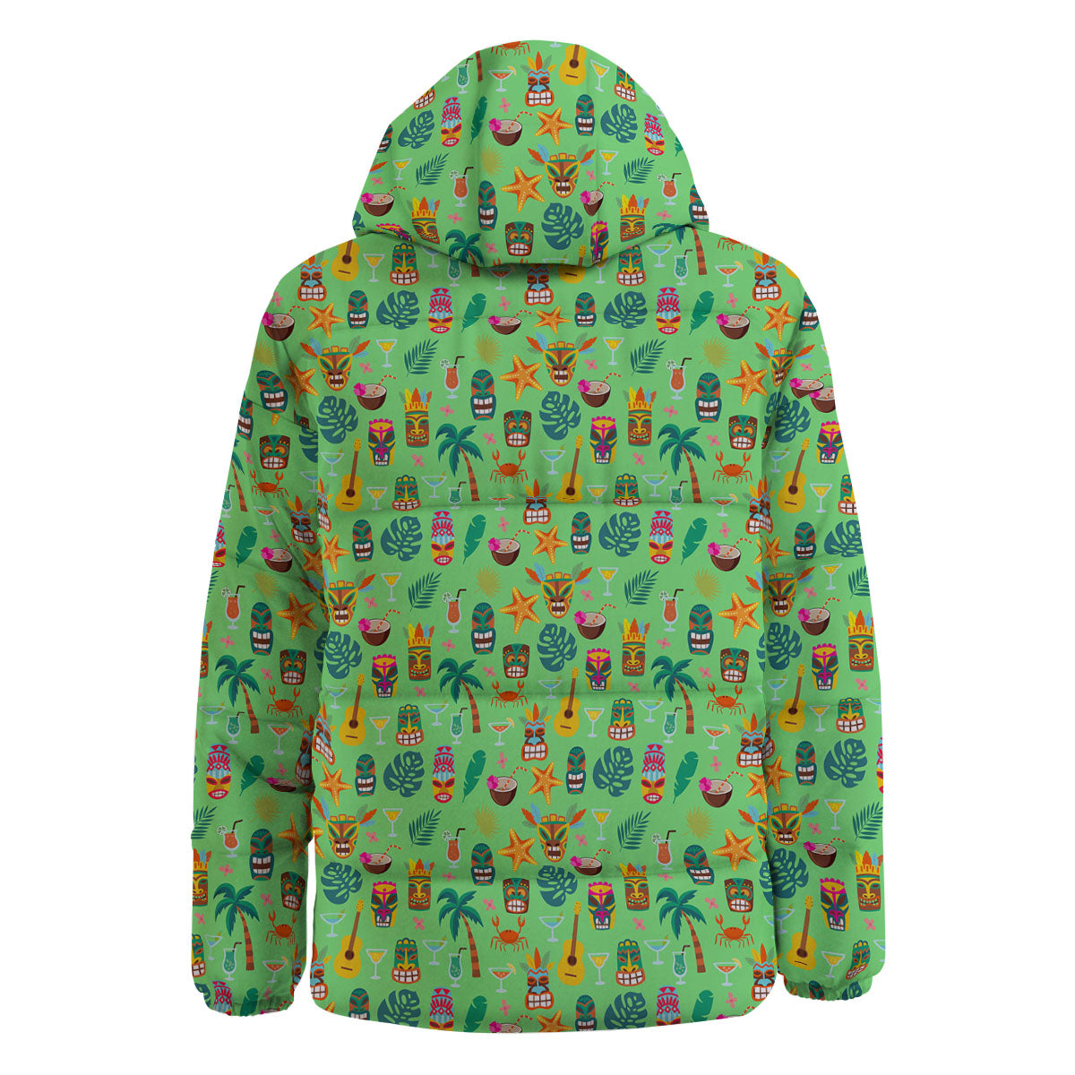 Tiki Colorful Print Pattern Down Jacket-grizzshop