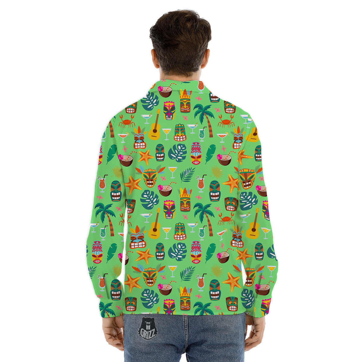 Tiki Colorful Print Pattern Men's Dress Shirts-grizzshop