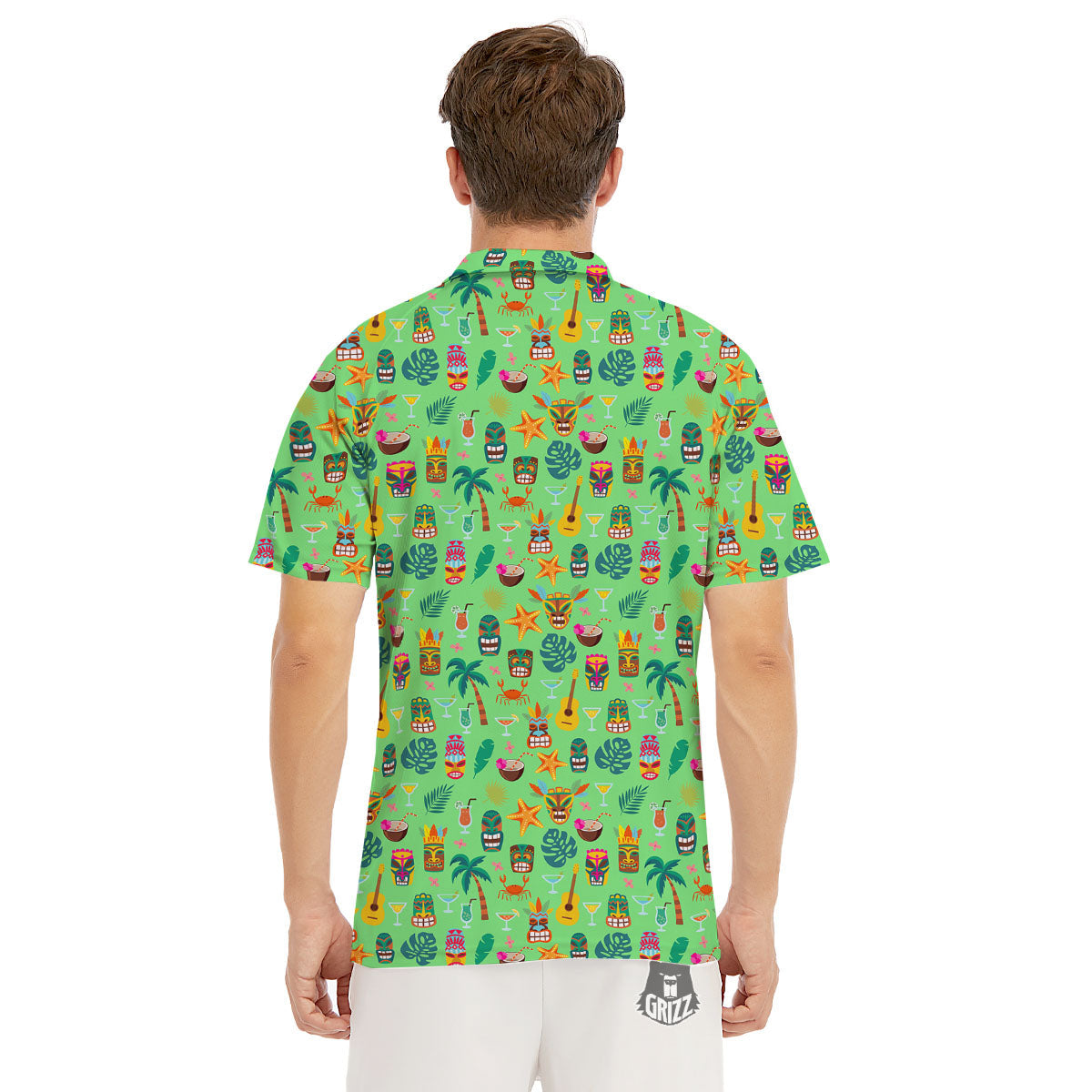 Tiki Colorful Print Pattern Men's Golf Shirts-grizzshop