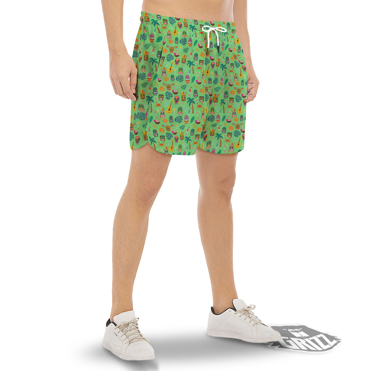 Tiki Colorful Print Pattern Men's Gym Shorts-grizzshop