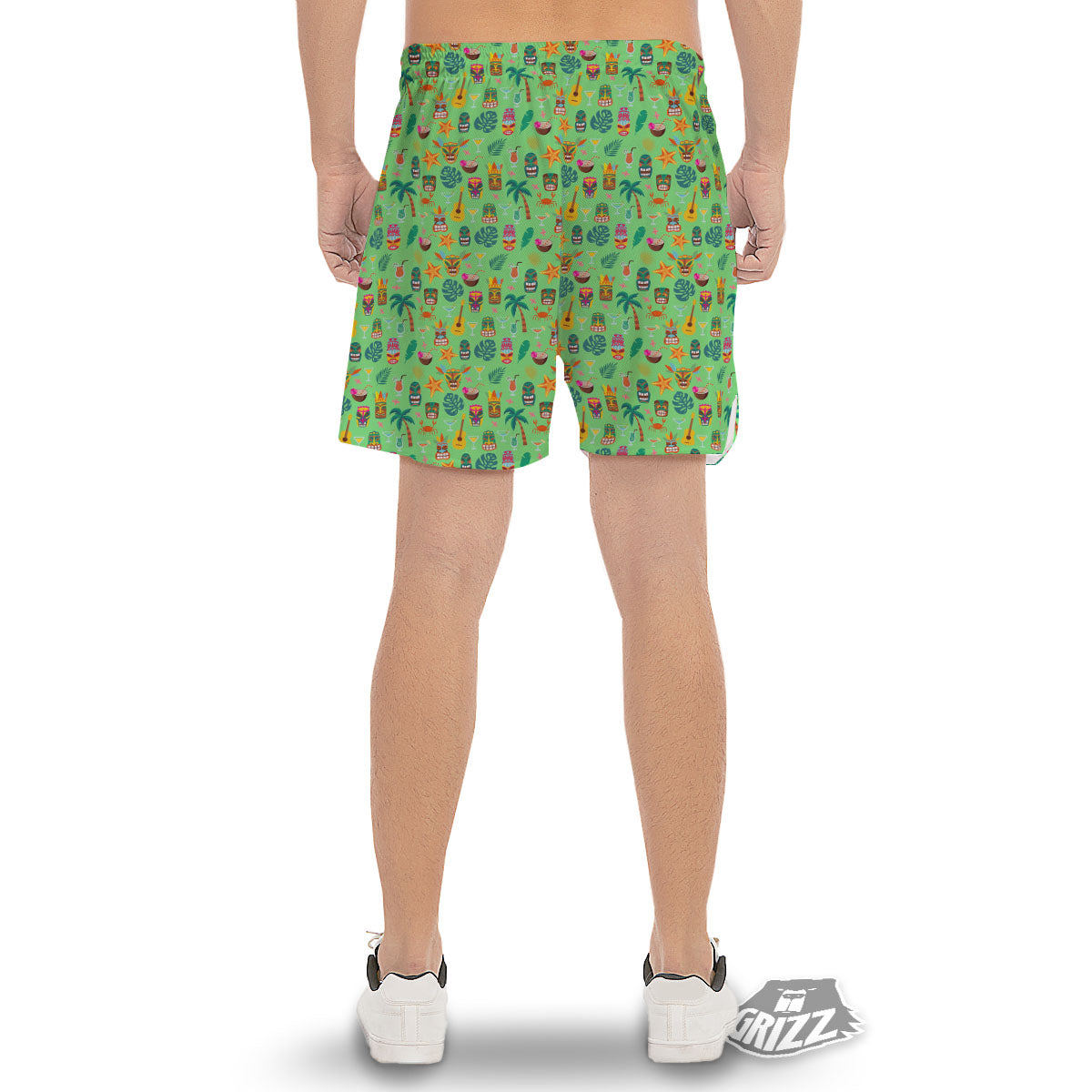 Tiki Colorful Print Pattern Men's Gym Shorts-grizzshop