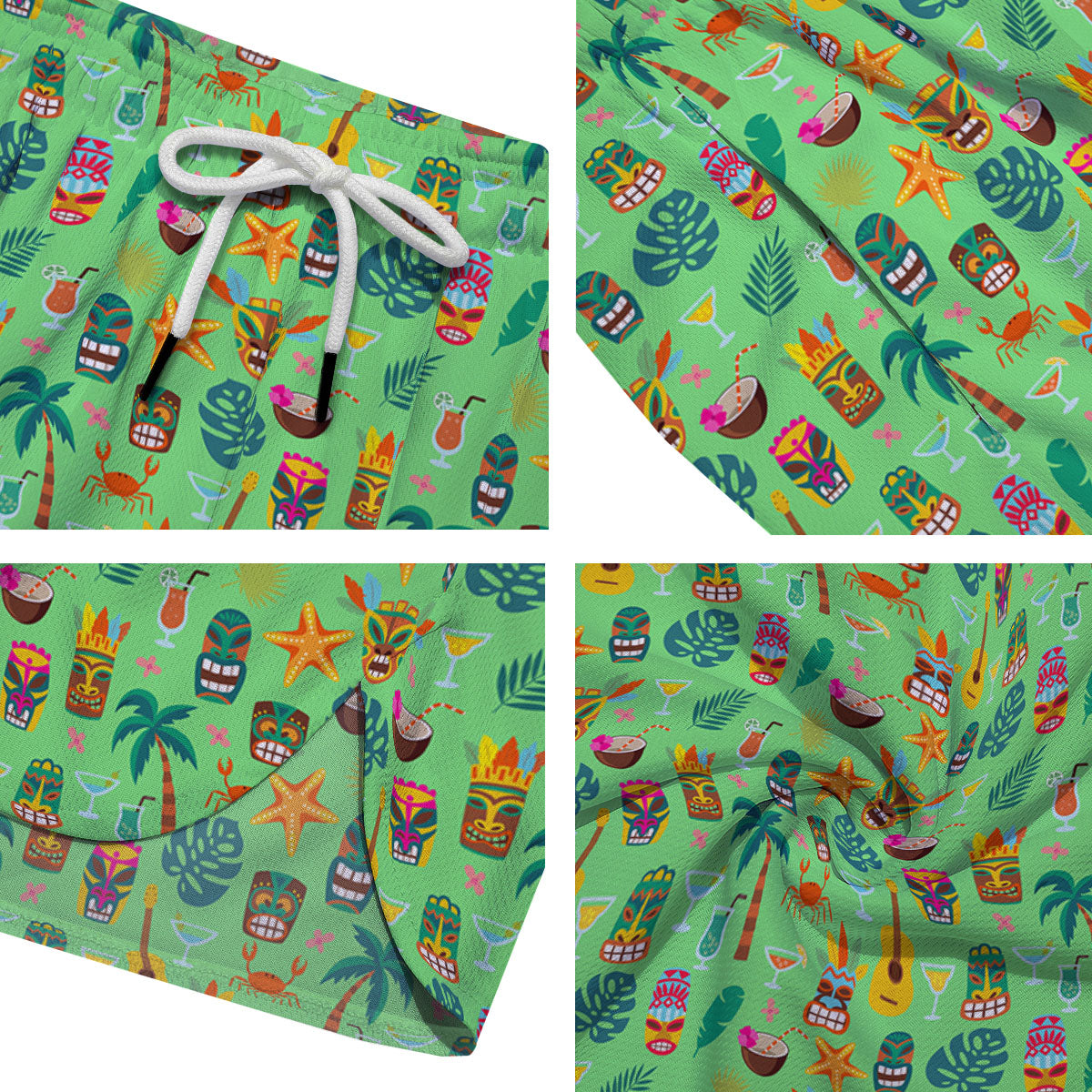 Tiki Colorful Print Pattern Men's Running Shorts-grizzshop