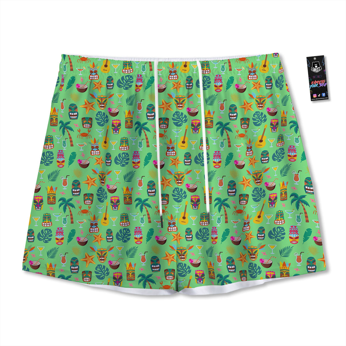 Texture Grey Marble Print Mesh Shorts