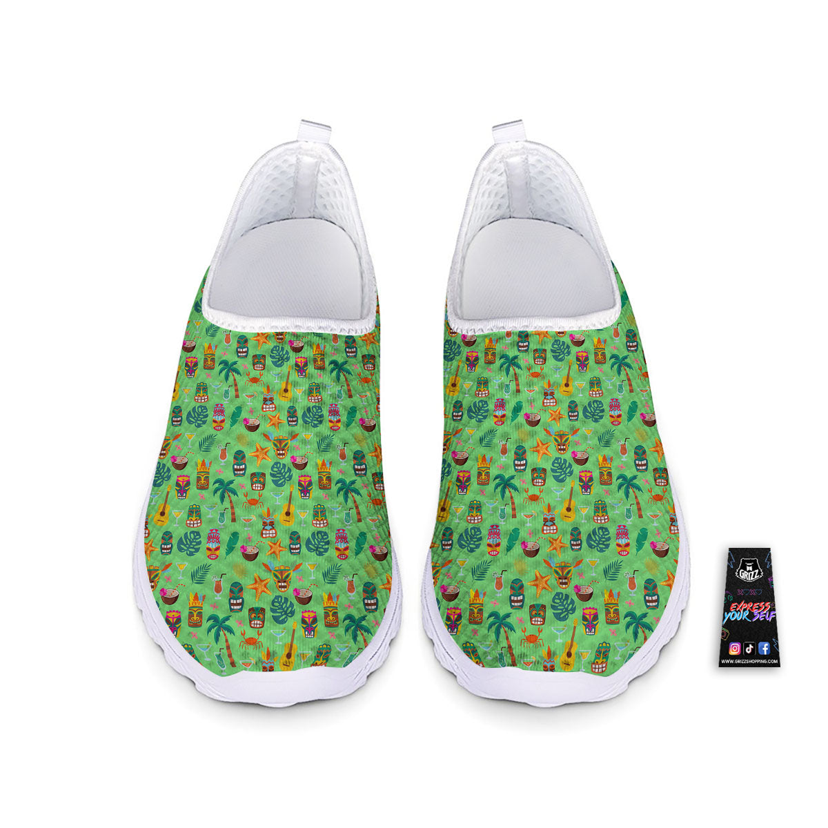 Tiki Colorful Print Pattern Nurse Shoes-grizzshop