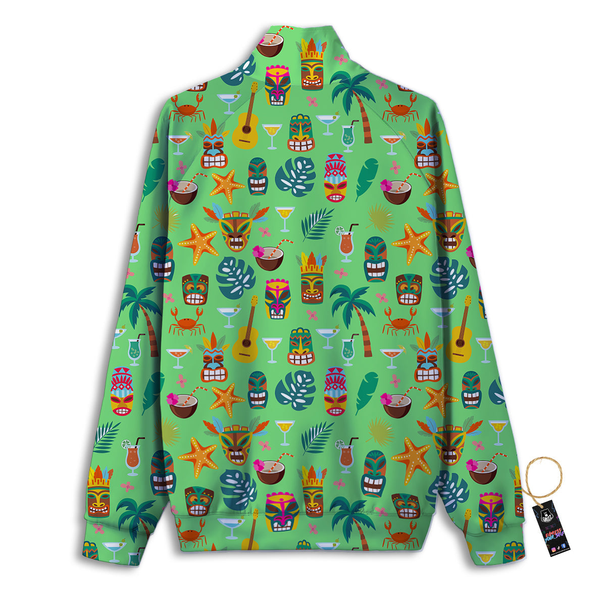 Tiki Colorful Print Pattern Track Jacket-grizzshop