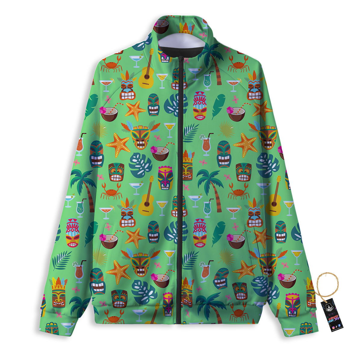 Tiki Colorful Print Pattern Track Jacket-grizzshop
