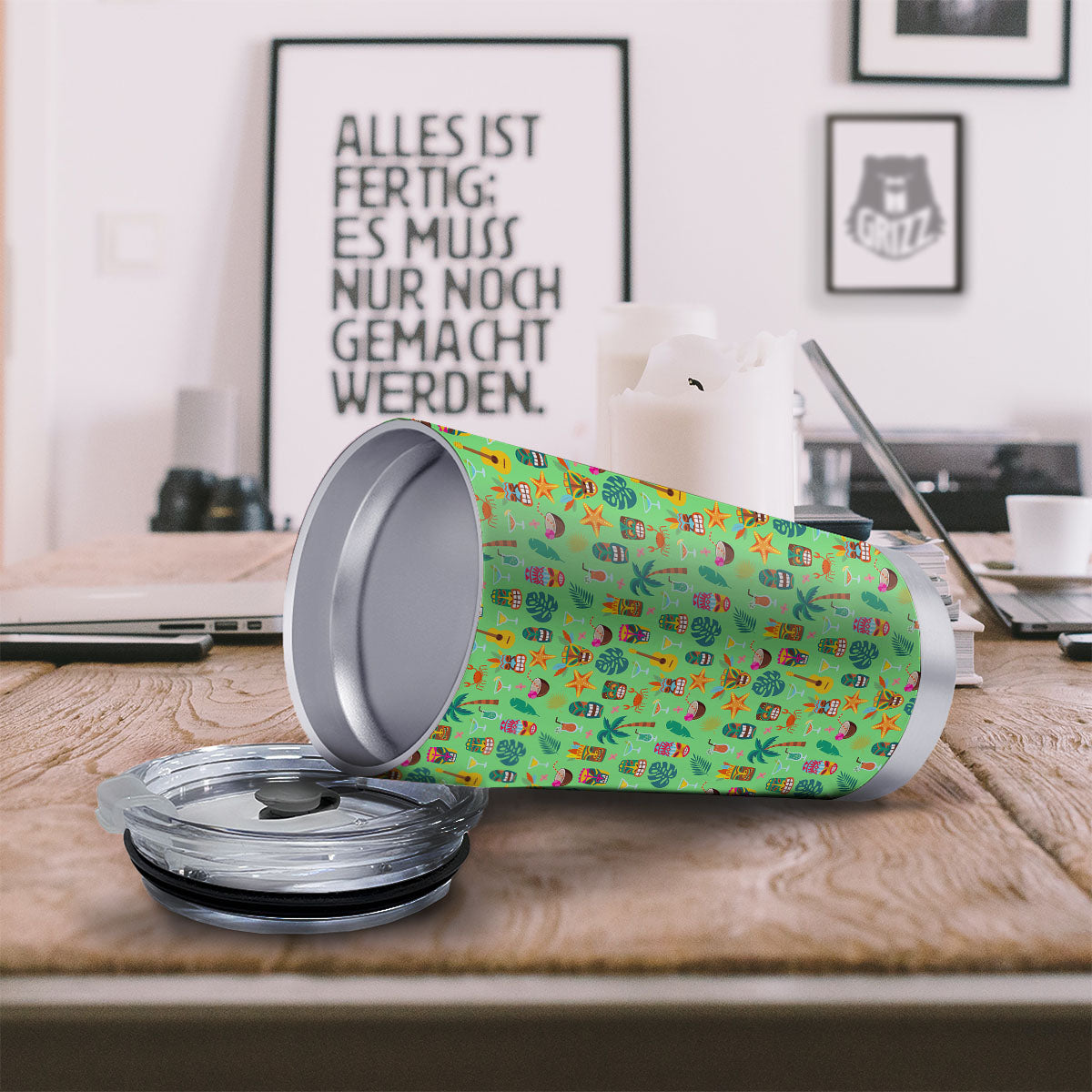 Tiki Colorful Print Pattern Tumbler-grizzshop