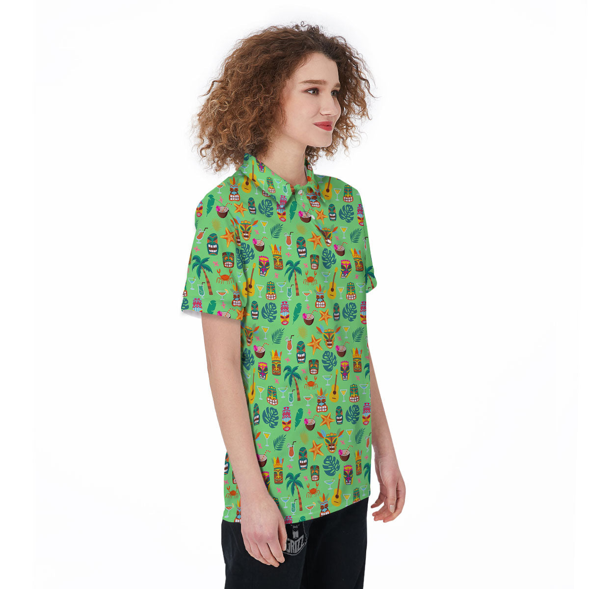 Tiki Colorful Print Pattern Women's Golf Shirts-grizzshop