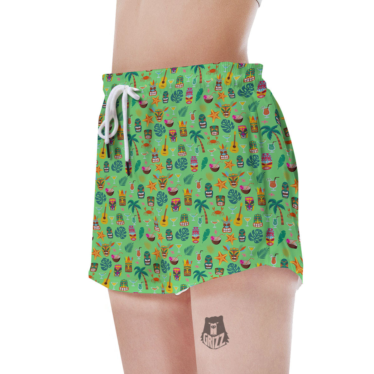Tiki Colorful Print Pattern Women's Shorts-grizzshop