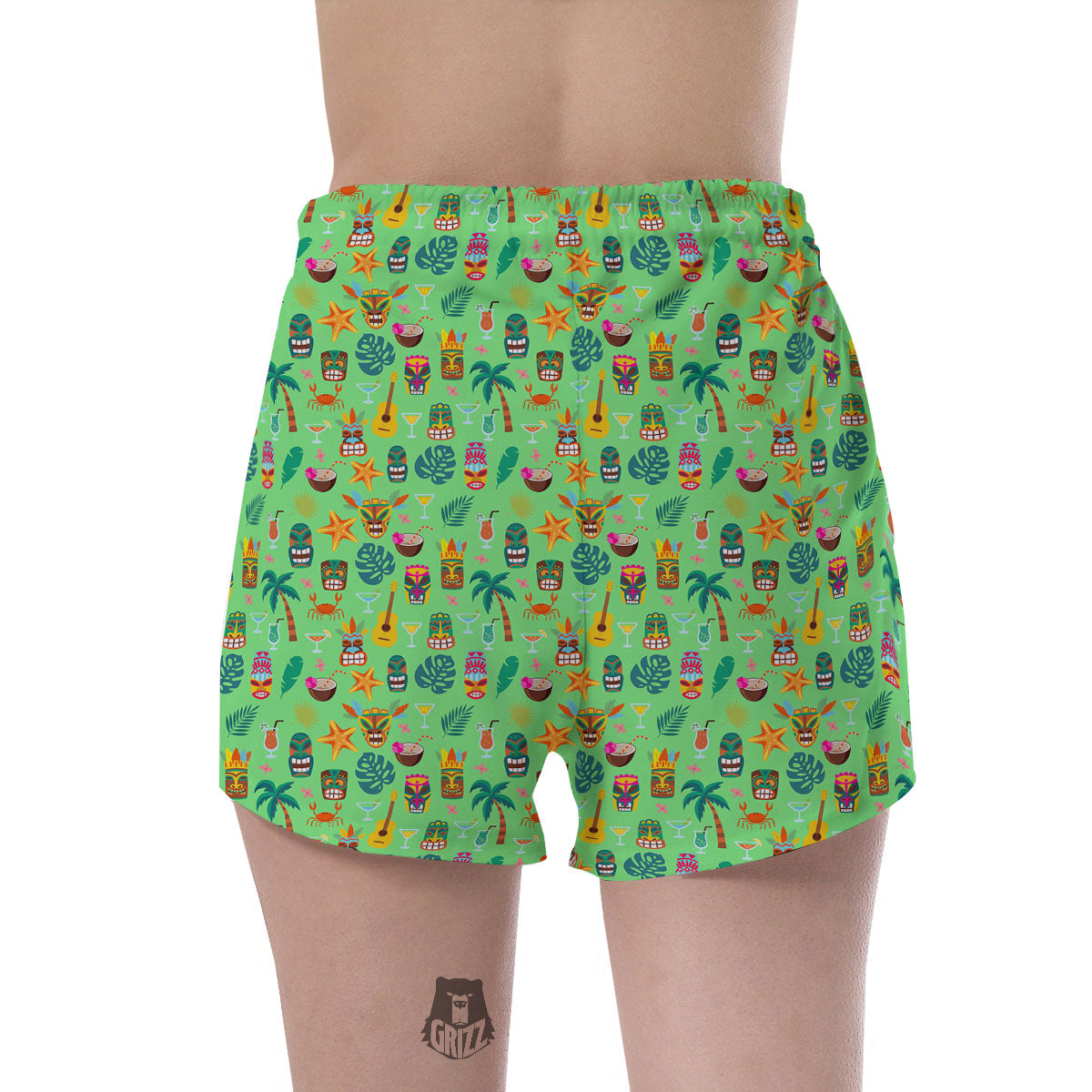 Tiki Colorful Print Pattern Women's Shorts-grizzshop