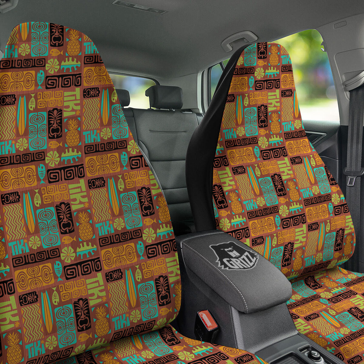 Tiki Ethnic Print Pattern Car Seat Covers-grizzshop