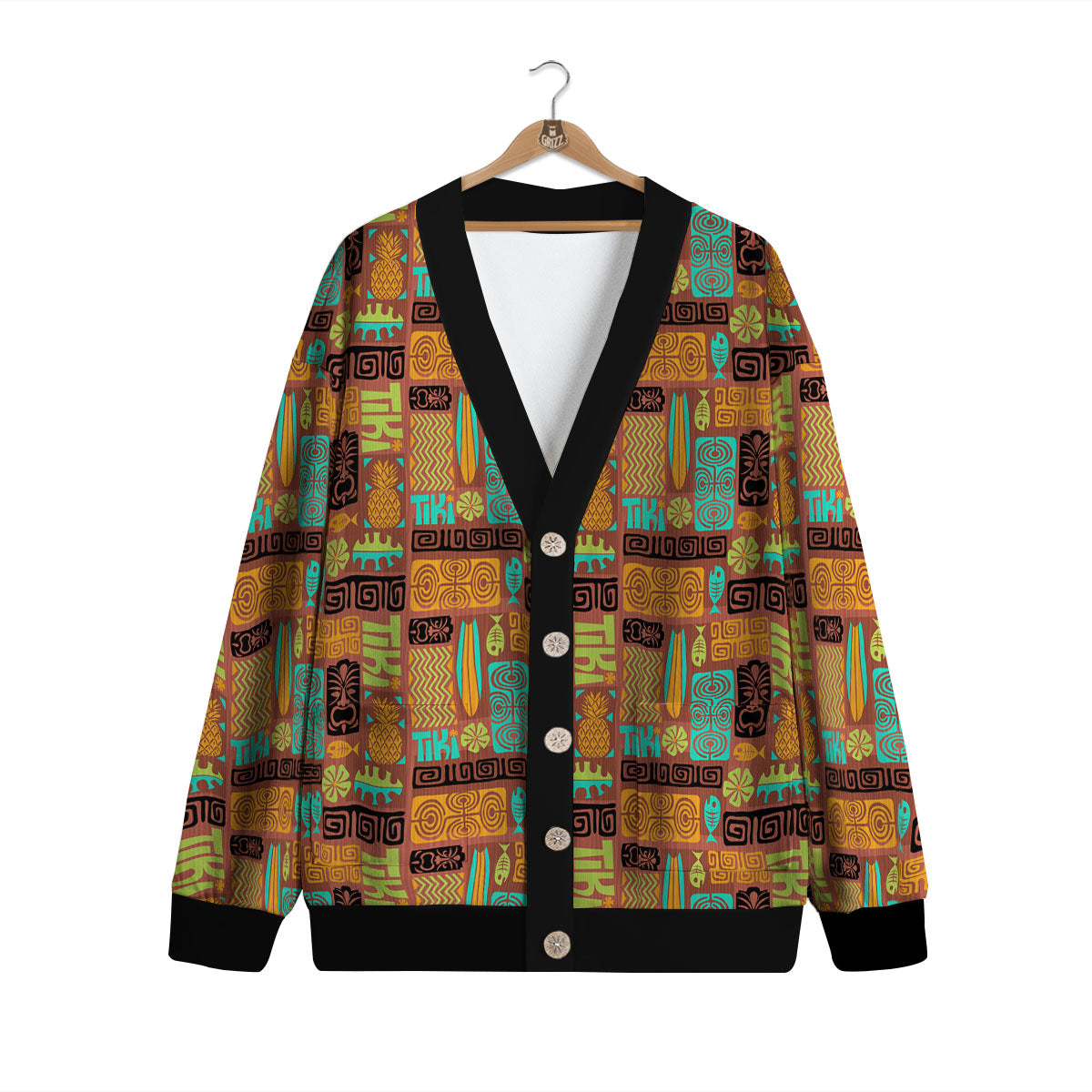 Tiki Ethnic Print Pattern Cardigan-grizzshop
