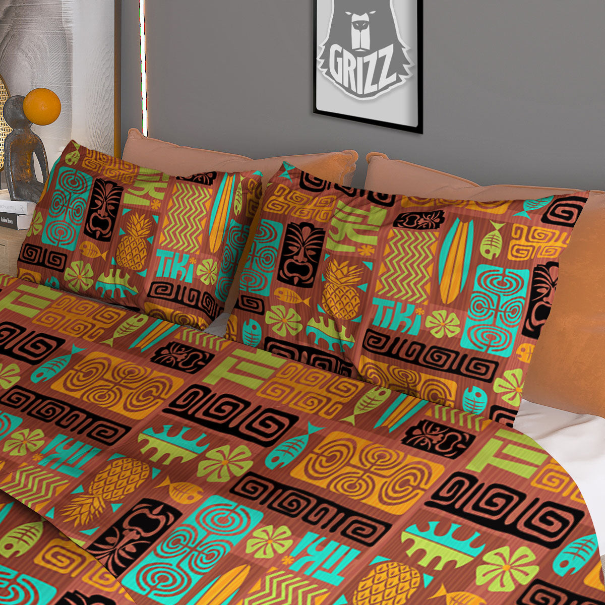 Tiki Ethnic Print Pattern Duvet Cover Bedding Set