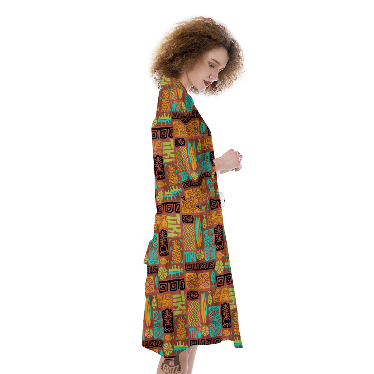Tiki Ethnic Print Pattern Kimono-grizzshop