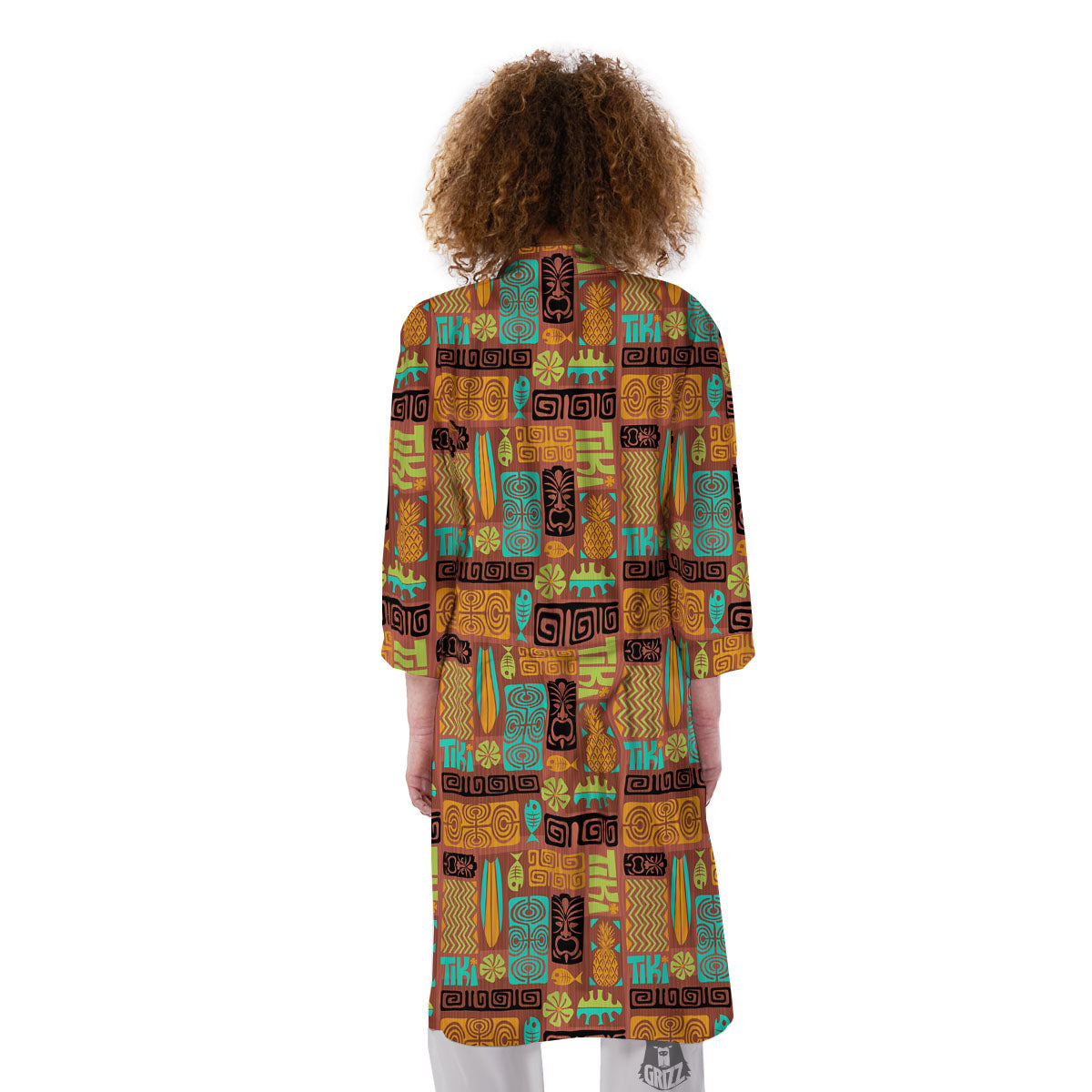 Tiki Ethnic Print Pattern Kimono-grizzshop