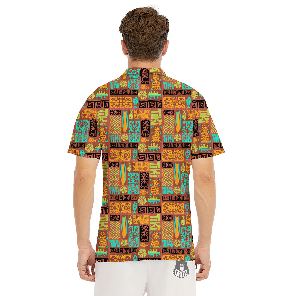 Tiki Ethnic Print Pattern Men's Golf Shirts-grizzshop