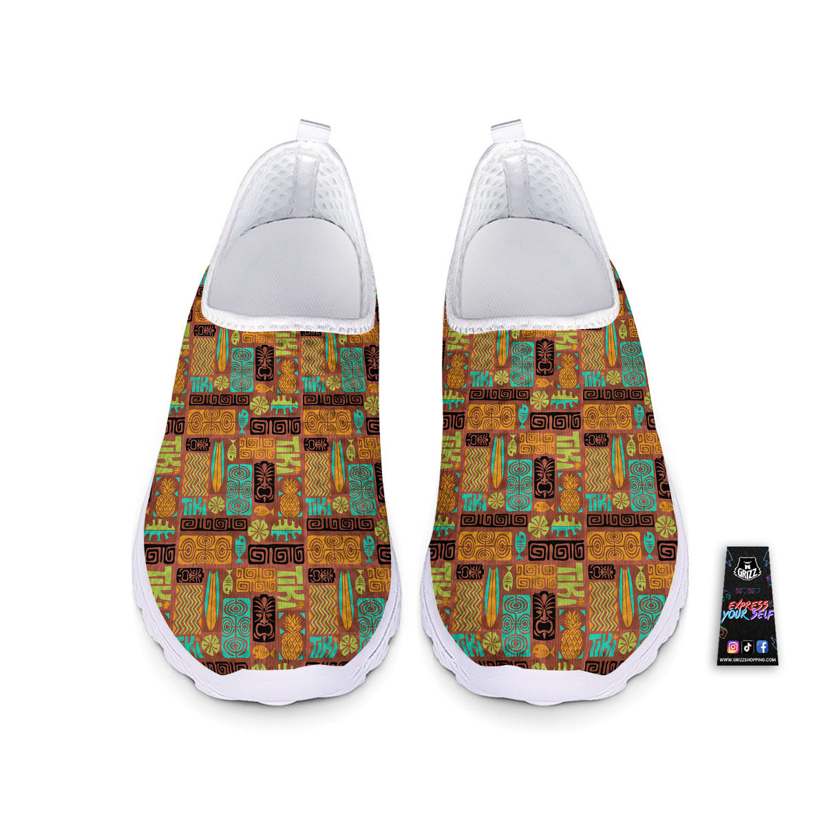 Tiki Ethnic Print Pattern Nurse Shoes-grizzshop