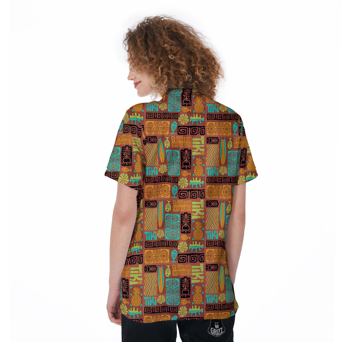 Tiki Ethnic Print Pattern Women's Golf Shirts-grizzshop