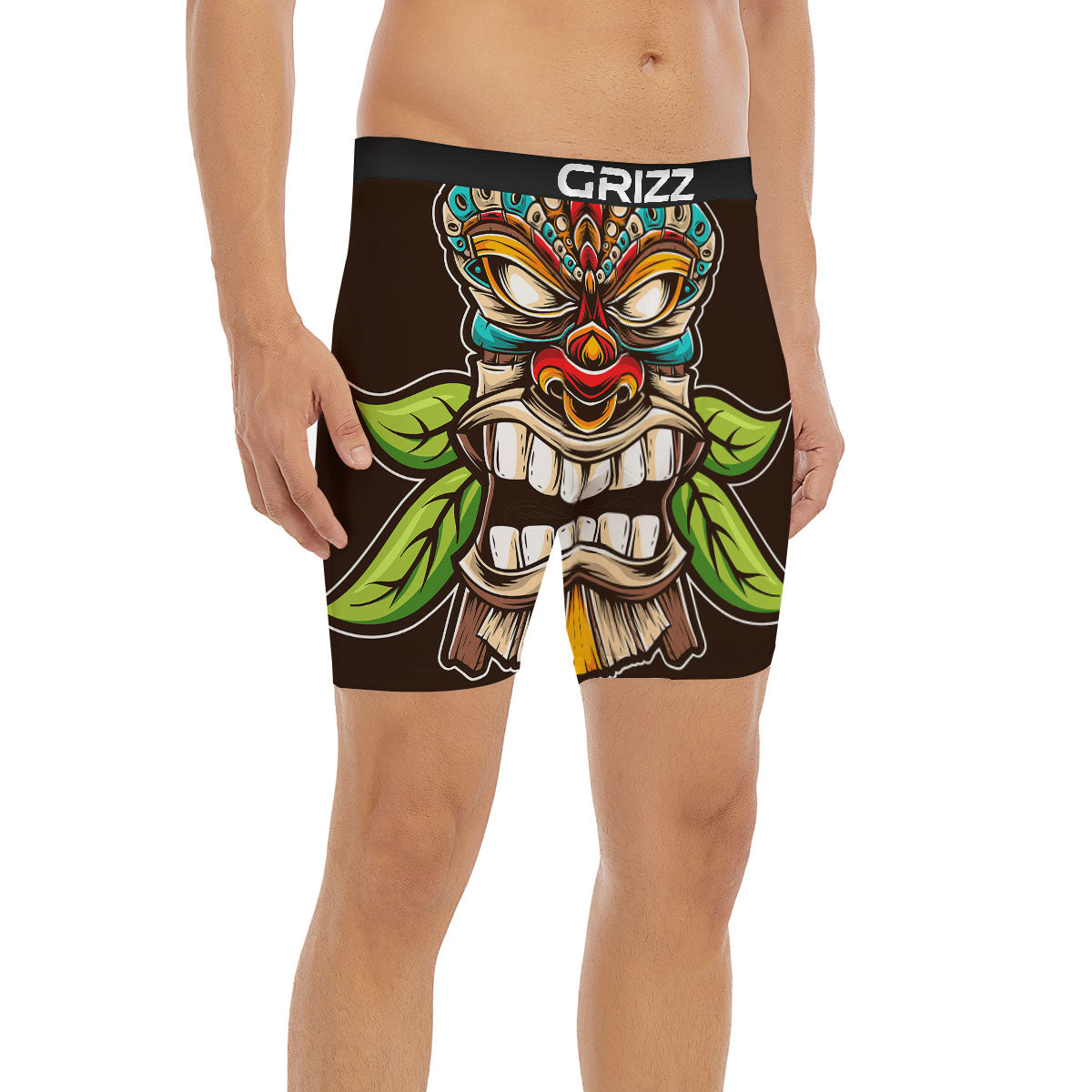 Tiki Hawaiian Print Boxer Briefs-grizzshop