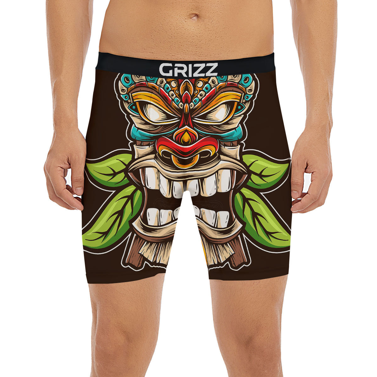 Tiki Hawaiian Print Boxer Briefs-grizzshop