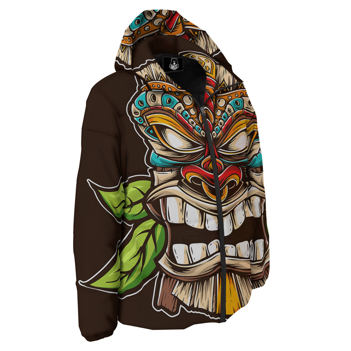 Tiki Hawaiian Print Down Jacket-grizzshop