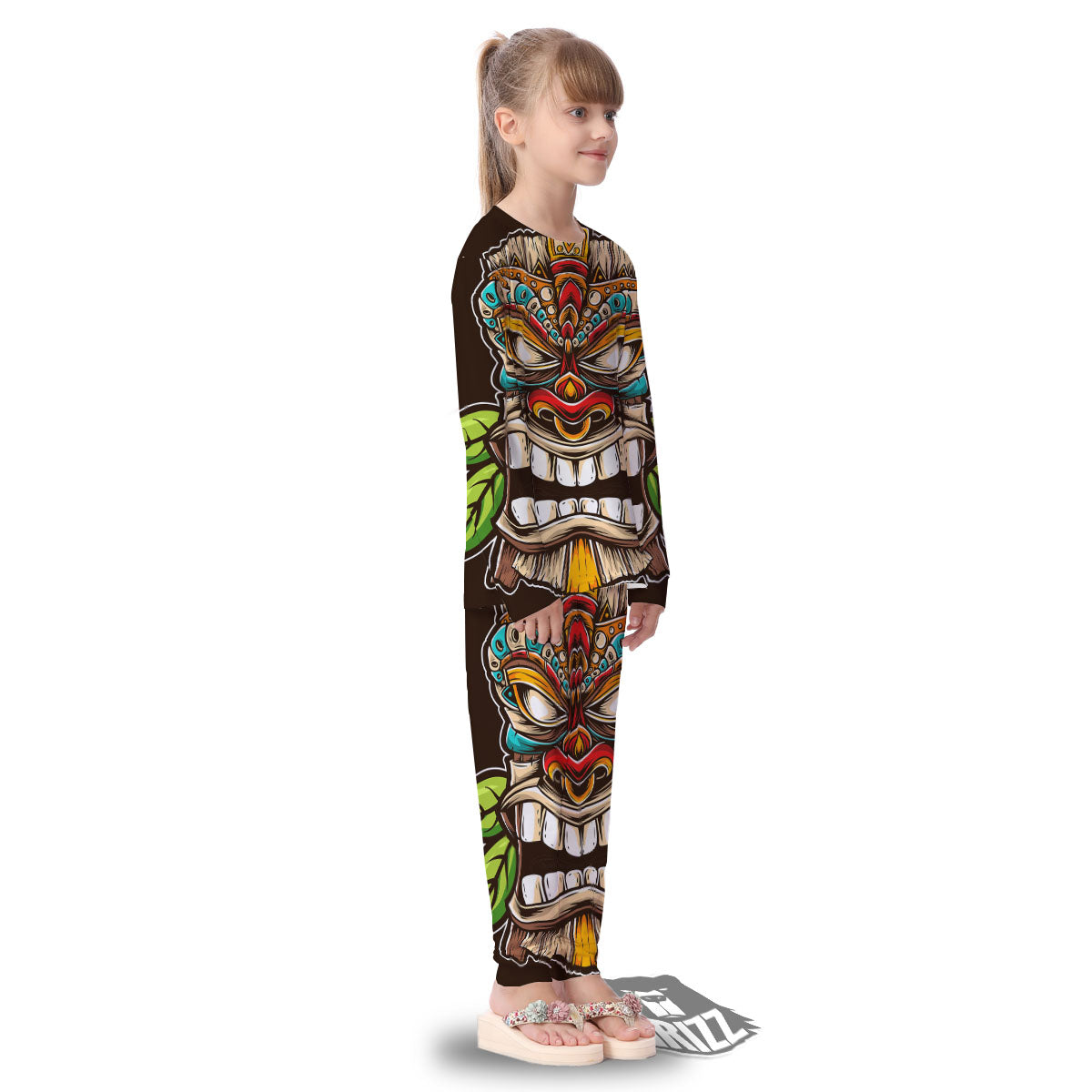 Tiki Hawaiian Print Kid's Pajamas-grizzshop