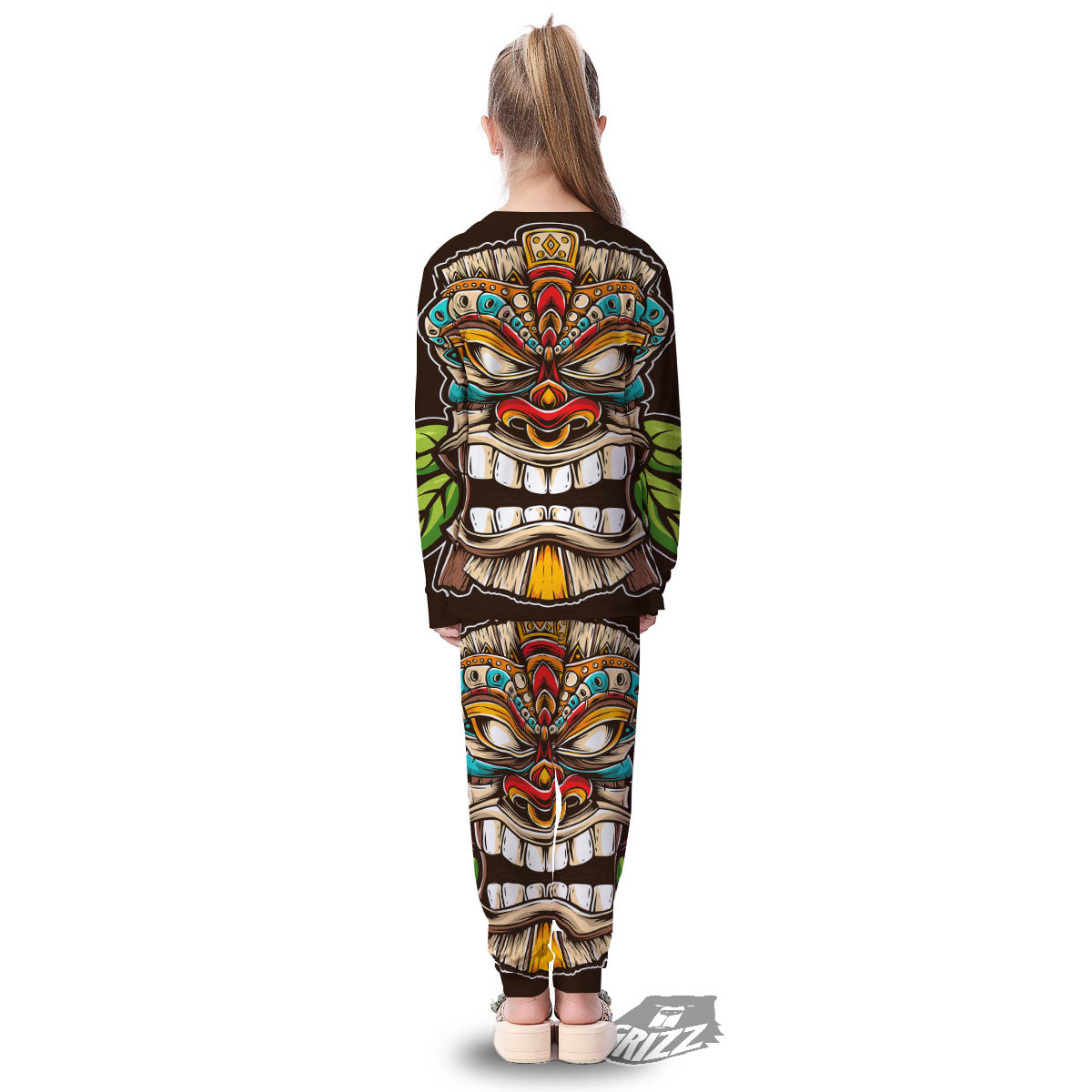 Tiki Hawaiian Print Kid's Pajamas-grizzshop