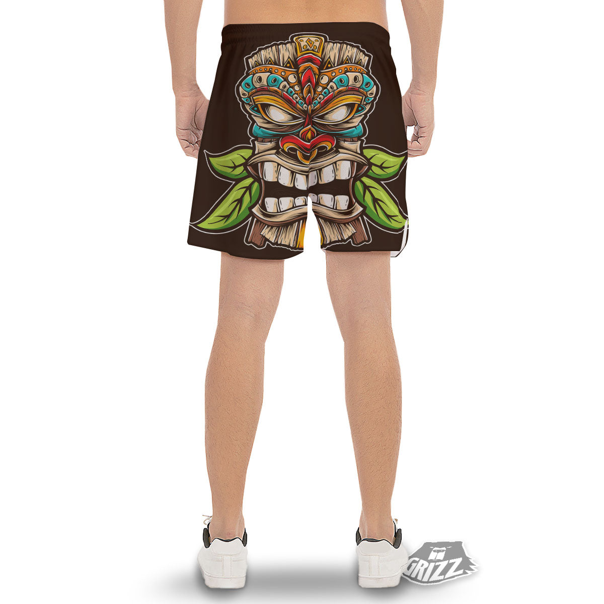 Tiki Hawaiian Print Men's Gym Shorts-grizzshop