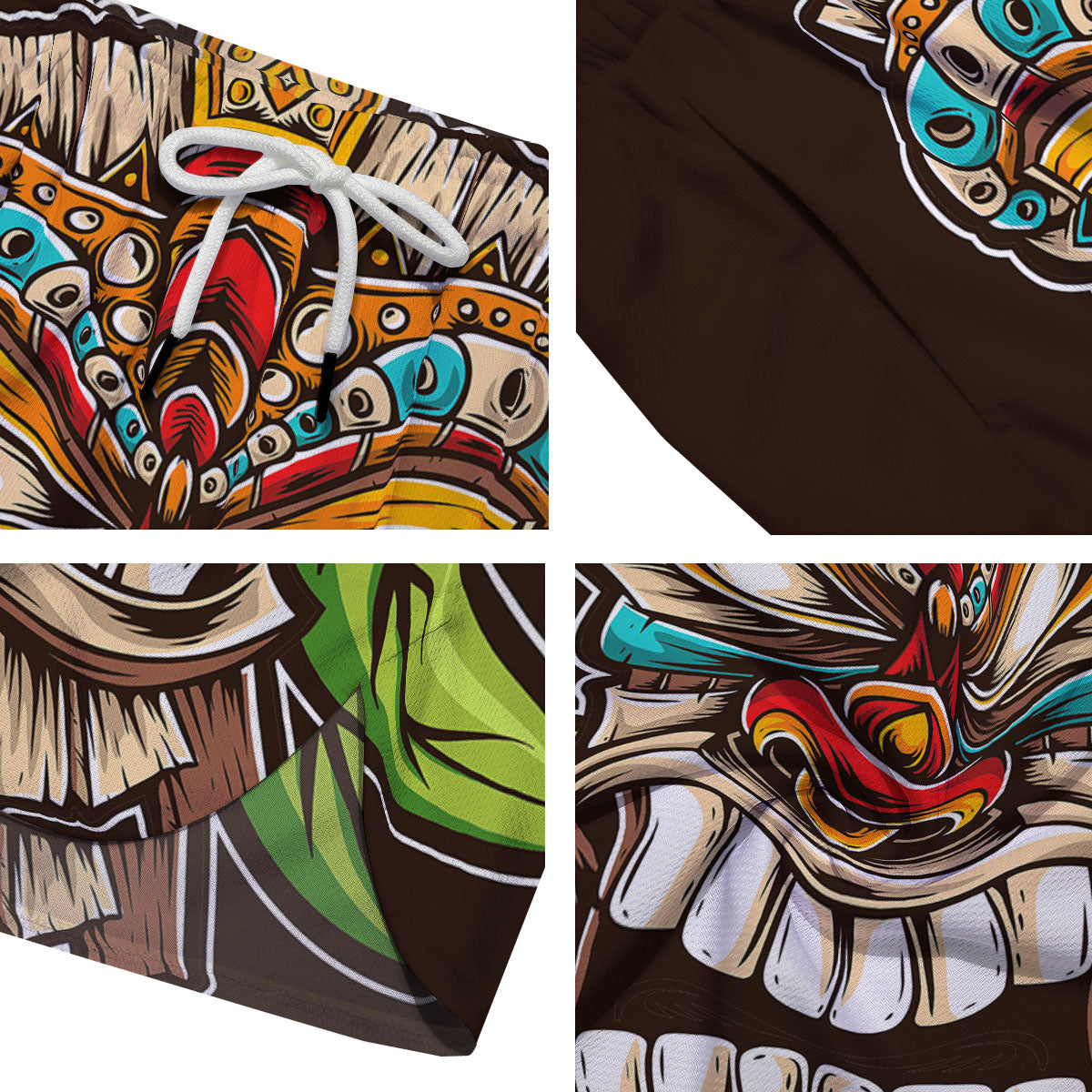 Tiki Hawaiian Print Men's Running Shorts-grizzshop