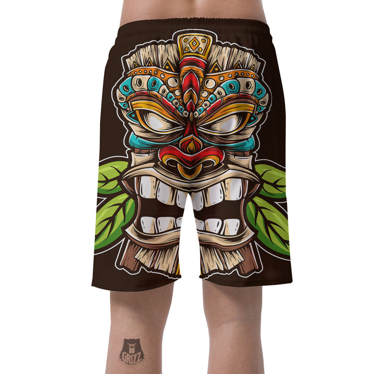 Tiki Hawaiian Print Men's Shorts-grizzshop