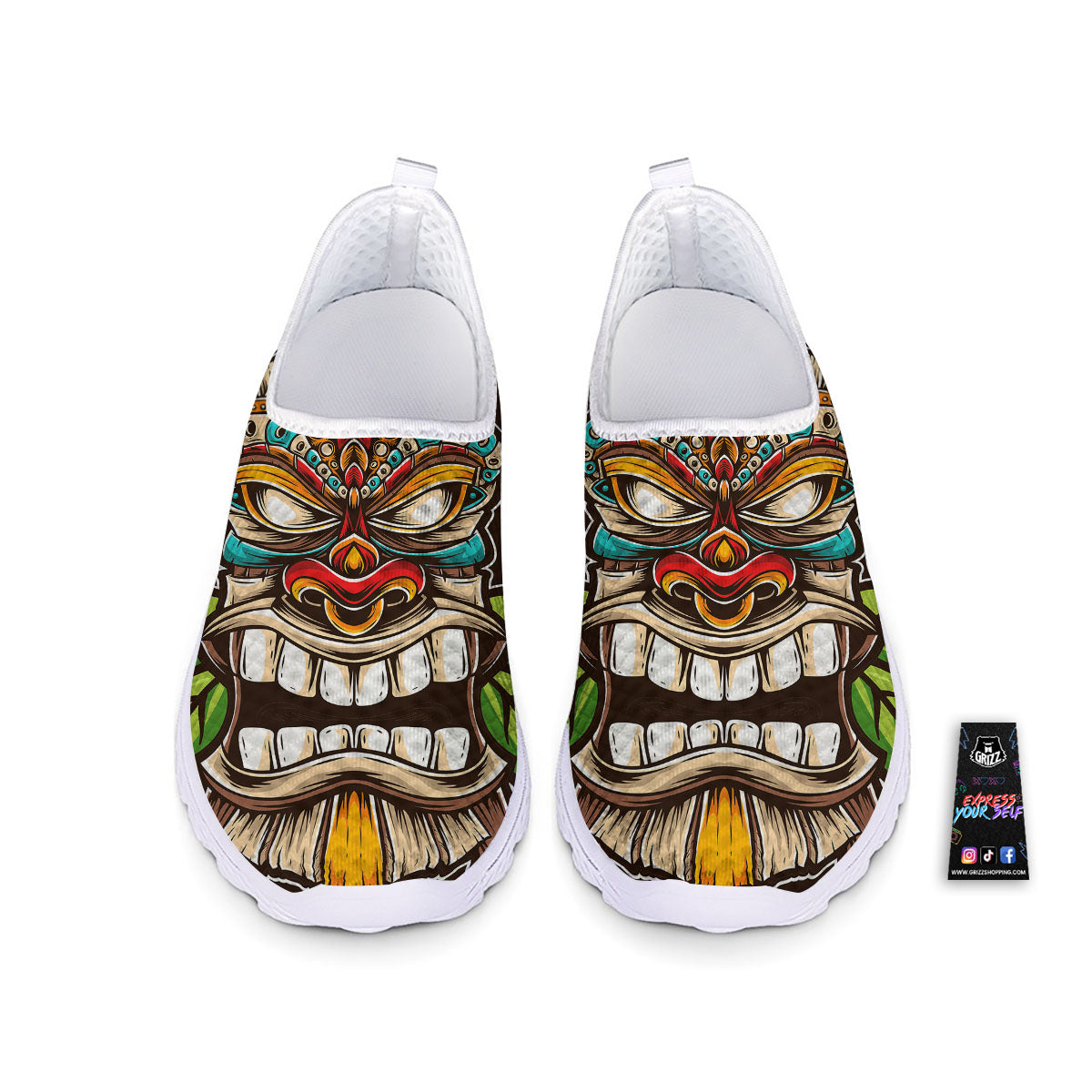 Tiki Hawaiian Print Nurse Shoes-grizzshop