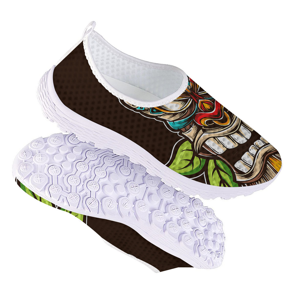 Tiki Hawaiian Print Nurse Shoes-grizzshop