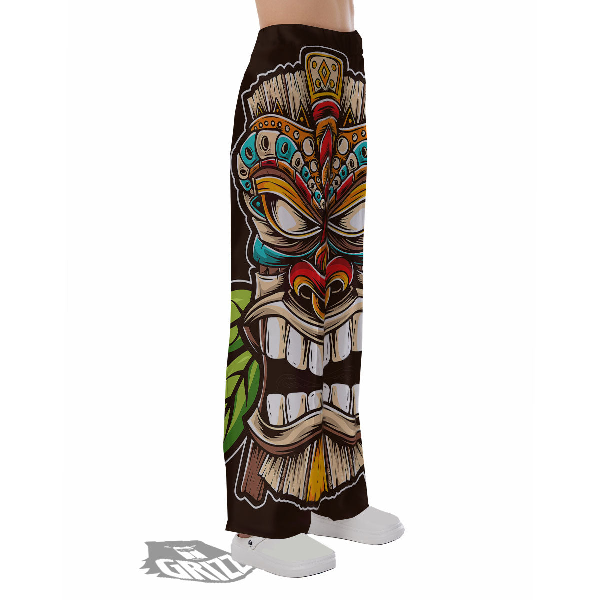 Tiki Hawaiian Print Pajama Pants-grizzshop