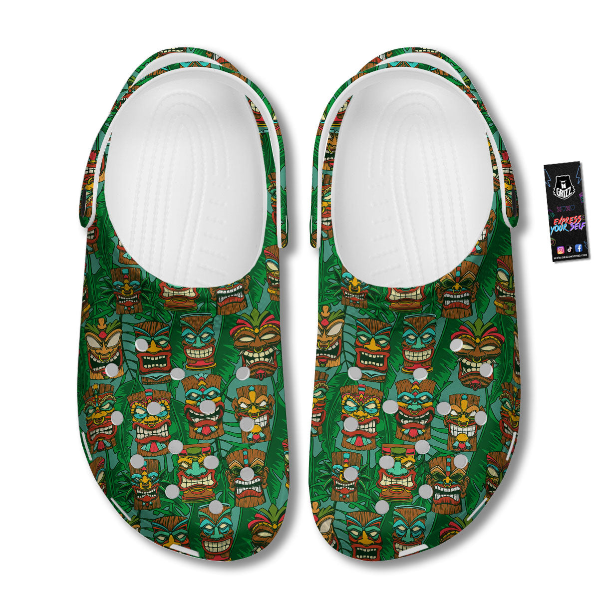 Tiki Hawaiian Print Pattern Clog-grizzshop