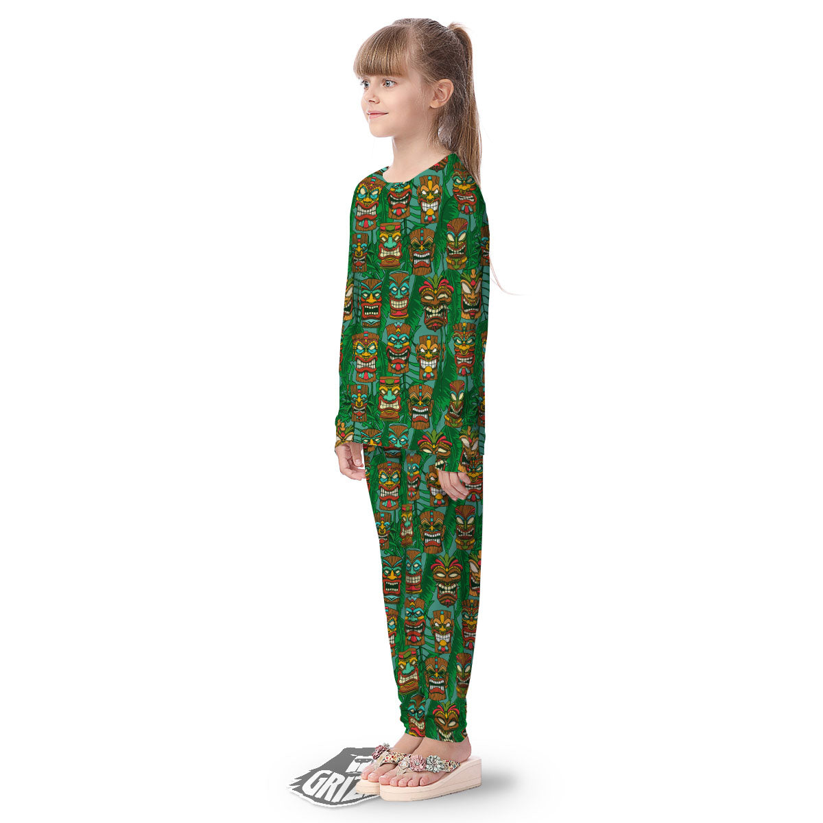 Tiki Hawaiian Print Pattern Kid's Pajamas-grizzshop