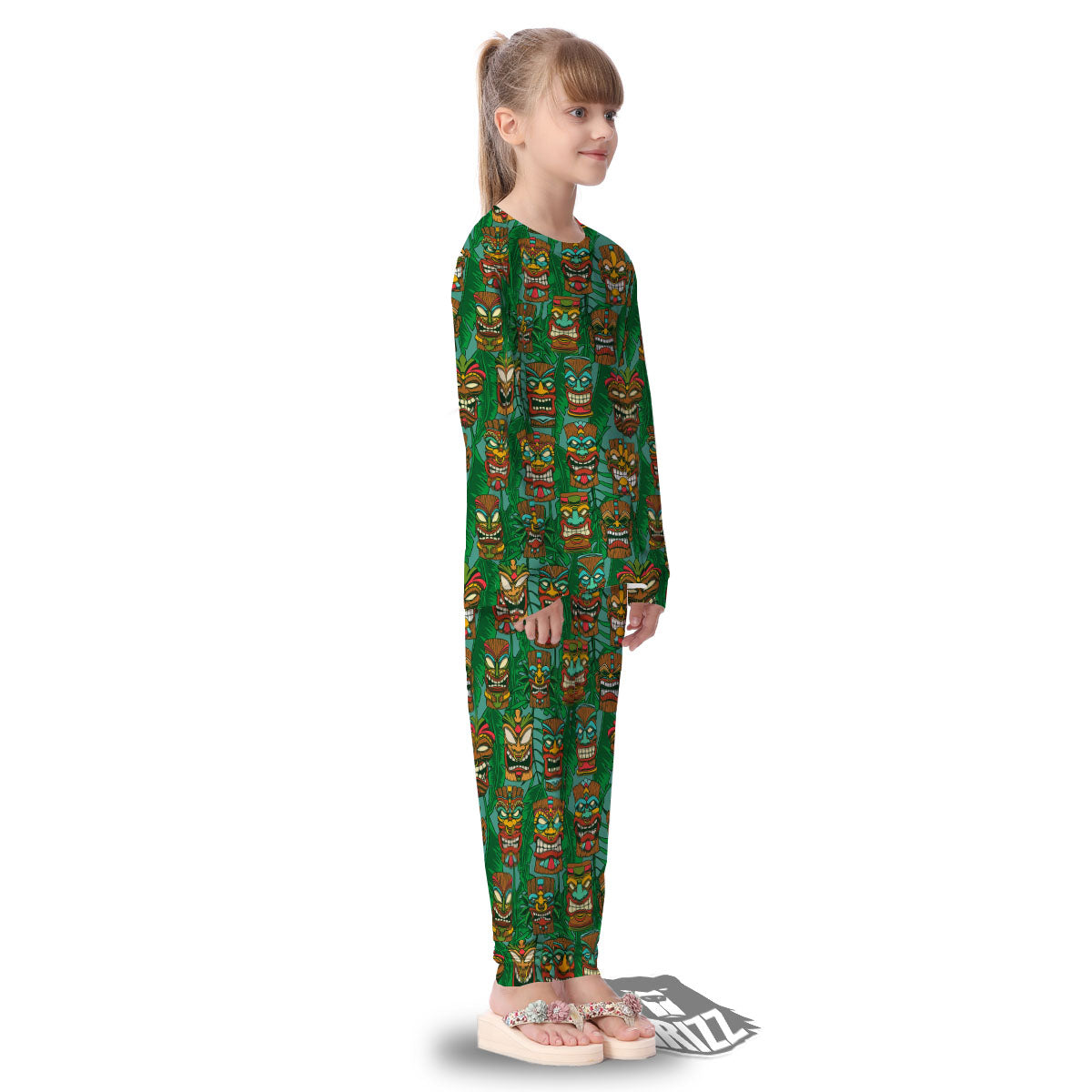 Tiki Hawaiian Print Pattern Kid's Pajamas-grizzshop