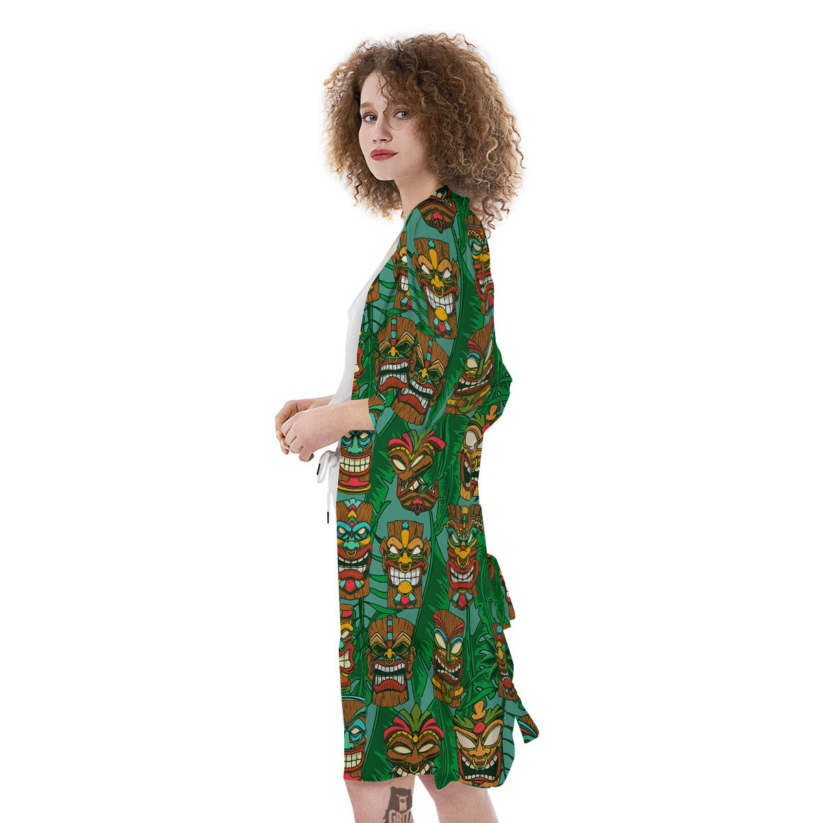Tiki Hawaiian Print Pattern Kimono-grizzshop
