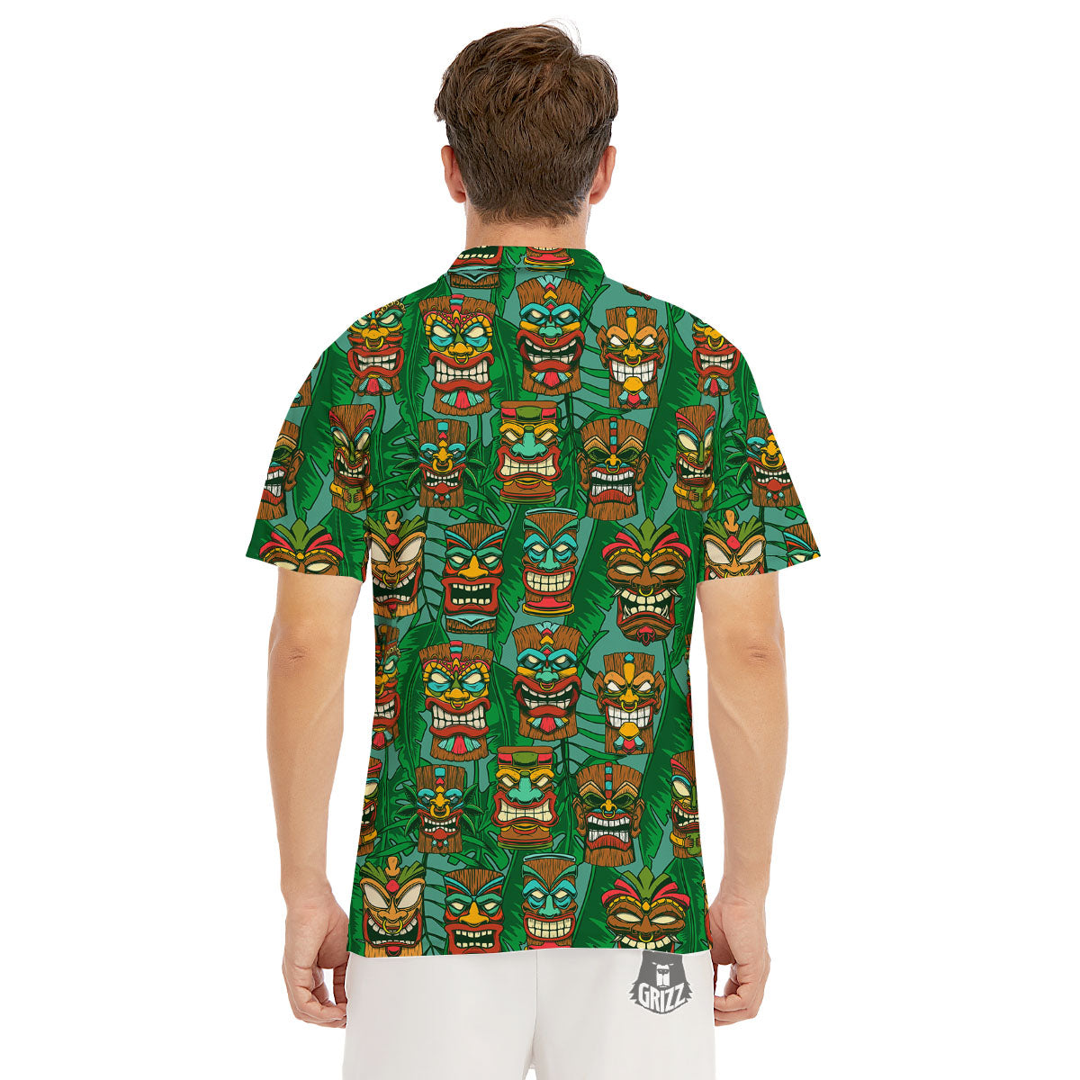 Tiki Hawaiian Print Pattern Men's Golf Shirts-grizzshop